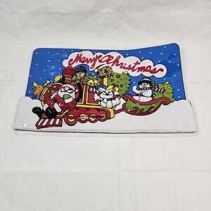 Vintage 3D Molded Plastic Santa Merry Christmas Decoration Wall Hanging 17” INCH